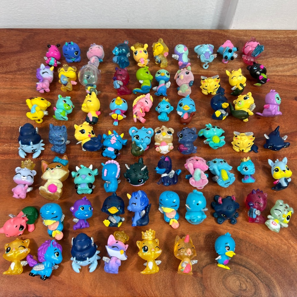 Hatchimals CollEGGtibles Lot of 58 Mini Figures Mermals Glitter Flocked Series